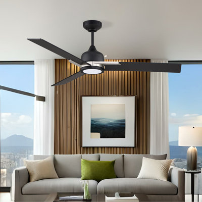 Ventilateur de plafond standard à DEL à 3 pales de 52 po avec télécommande et ensemble d'éclairage inclus Murakami