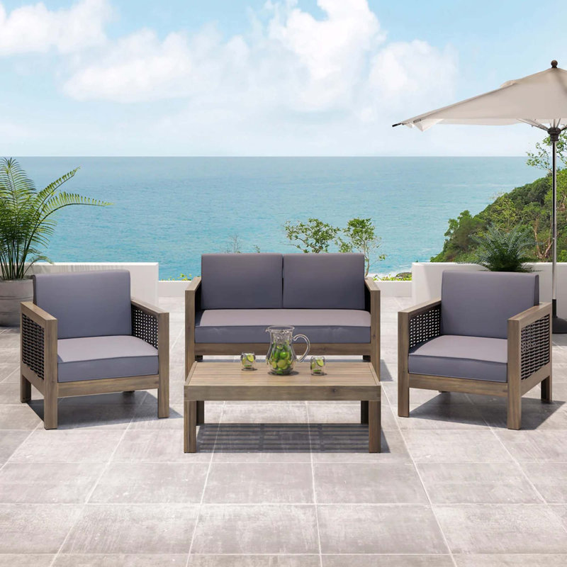 Laila Acacia 2 - Person Patio Conversation Set with Cushions, Gray/Dark Gray