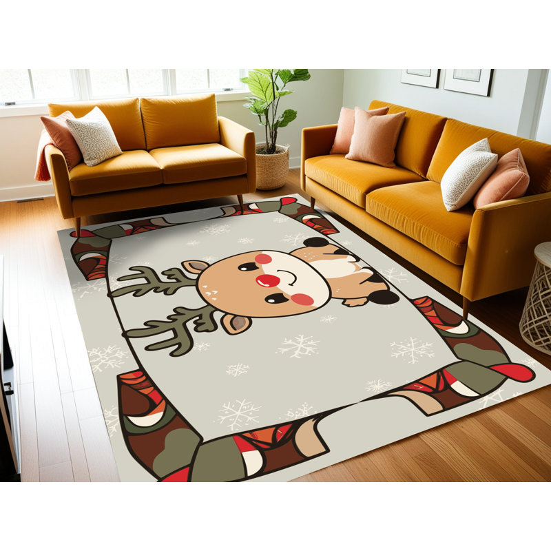 Tapis de vacances d'hiver de Noël lavable The Holiday Aisle®, Rectangle 4pi x 6 pi