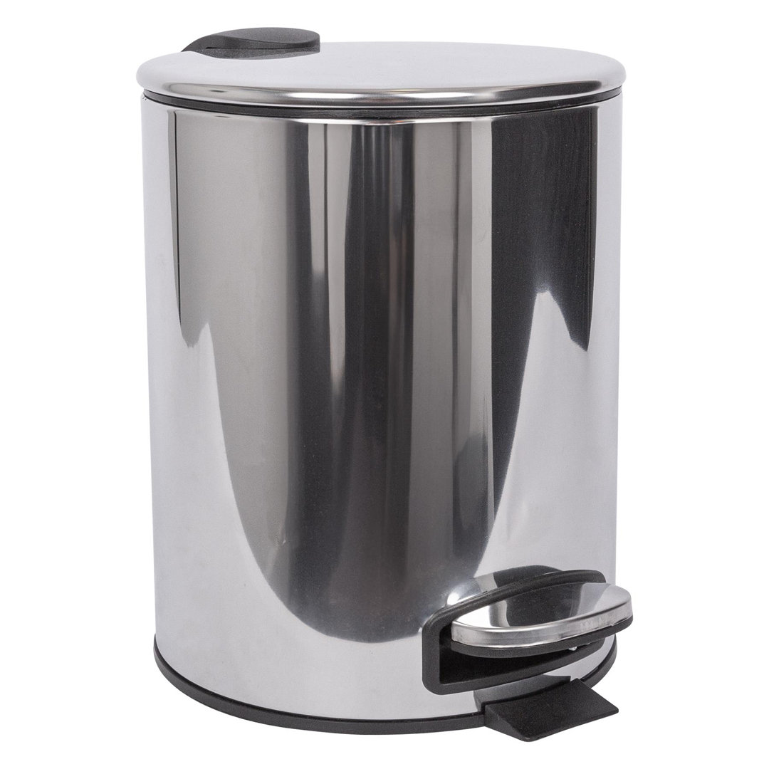 Harbour Housewares - 5L Round Bathroom Pedal Bin - Stainless Steel Rubbish Dustbin