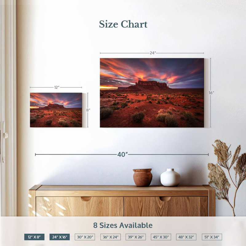 Alvord Sentinel Mesa At Sunset, 16" H x 24" W