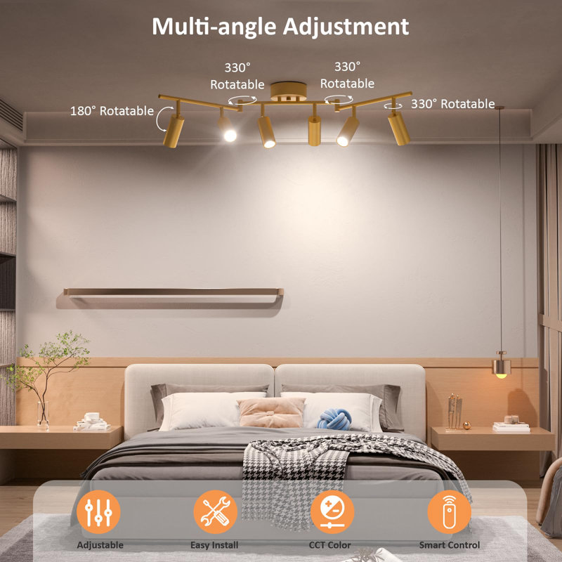 6-Light Smart LED Track Lighting Kit with Adjustable Heads