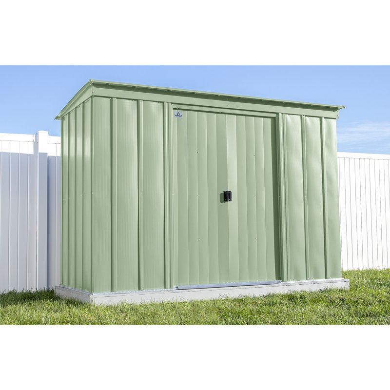 10 ft. W x 4 ft. D Galvanized Steel Horizontal Storage Shed, Sage Green