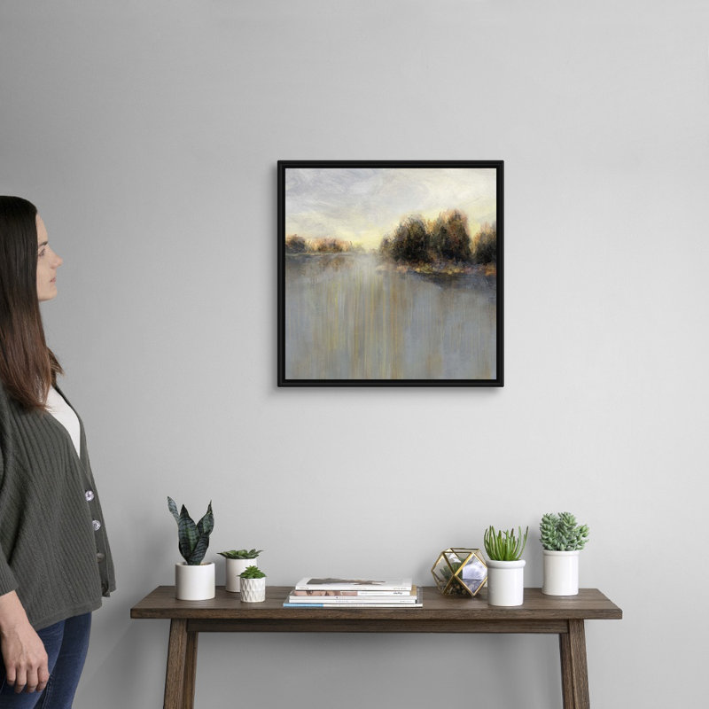 Rainy Sunset II - reproduction d'art sur toile, H 21,7 po x l 21,7 po x P 1,75 po, Cadre flottant noir