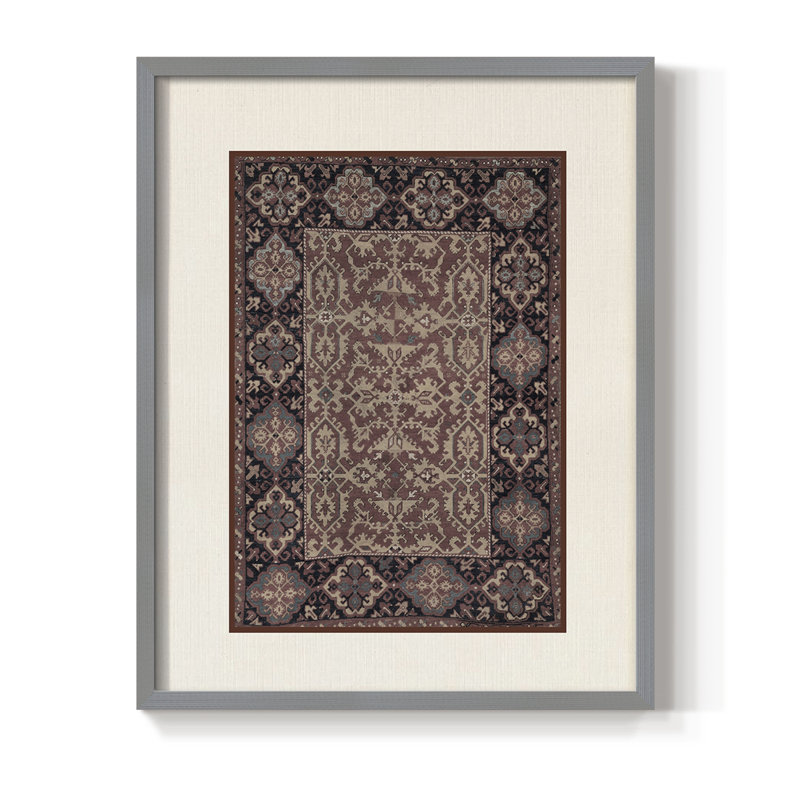 Impression abstraite vintage encadrée Lxxiv - bois massif, Gris, H 15 po x l 12 po