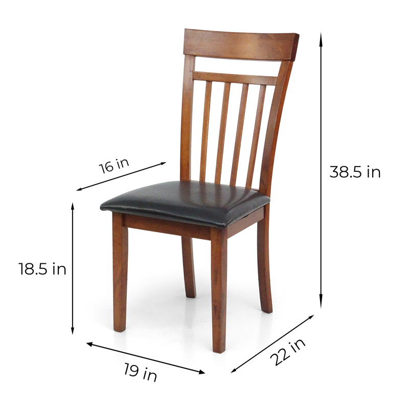 18'' H Faux Leather Upholstered Side Chair, Black, Medium Brown