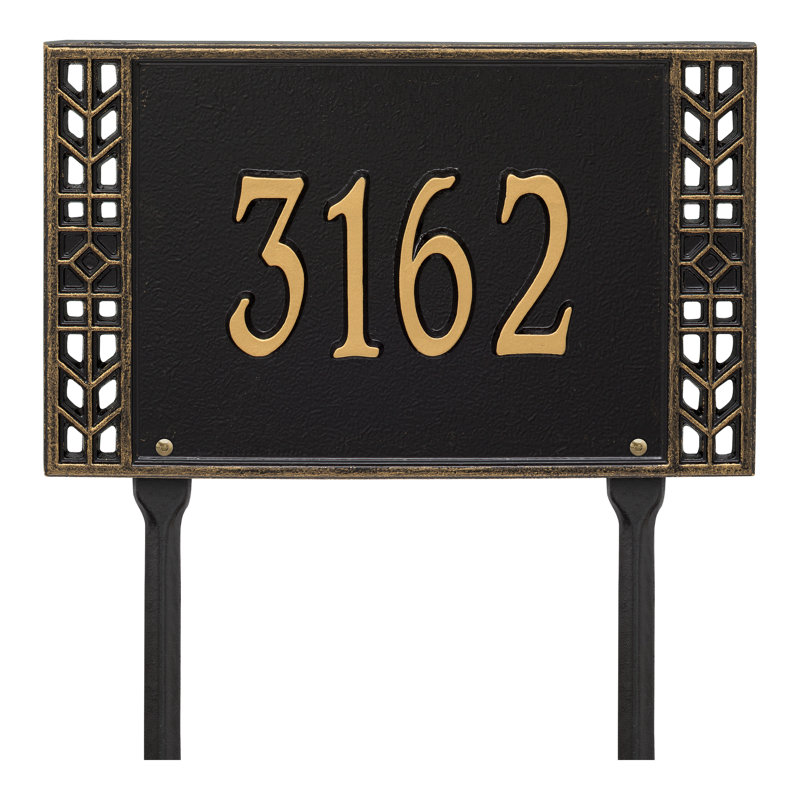 Boston Personalized Standard 1-Line Lawn Address Sign, Yes, Black/Gold