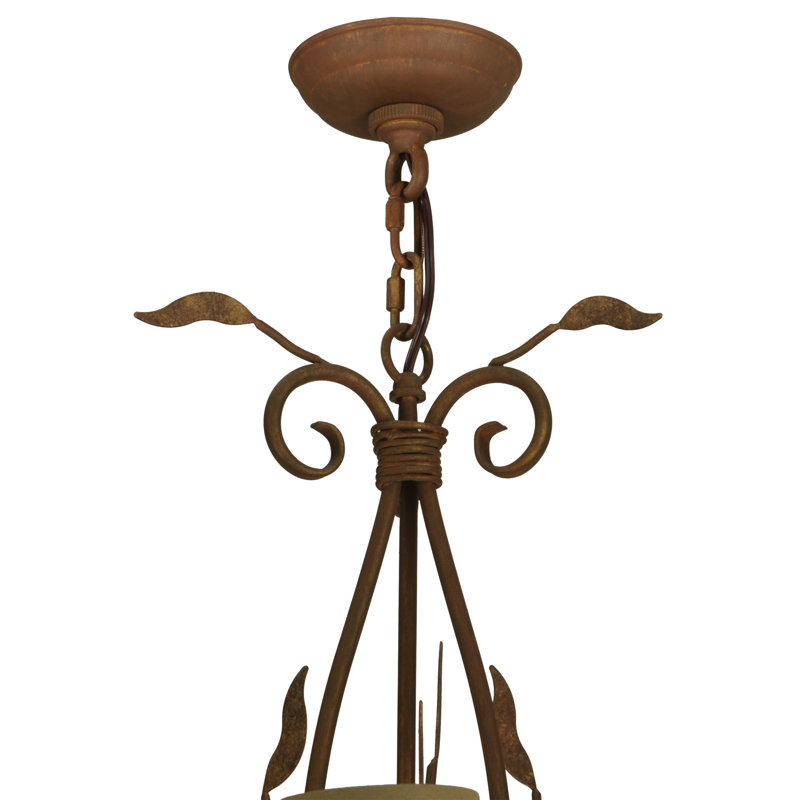 Bordeaux Beige and Rust 6-Light Chandelier with Faux Candlelights