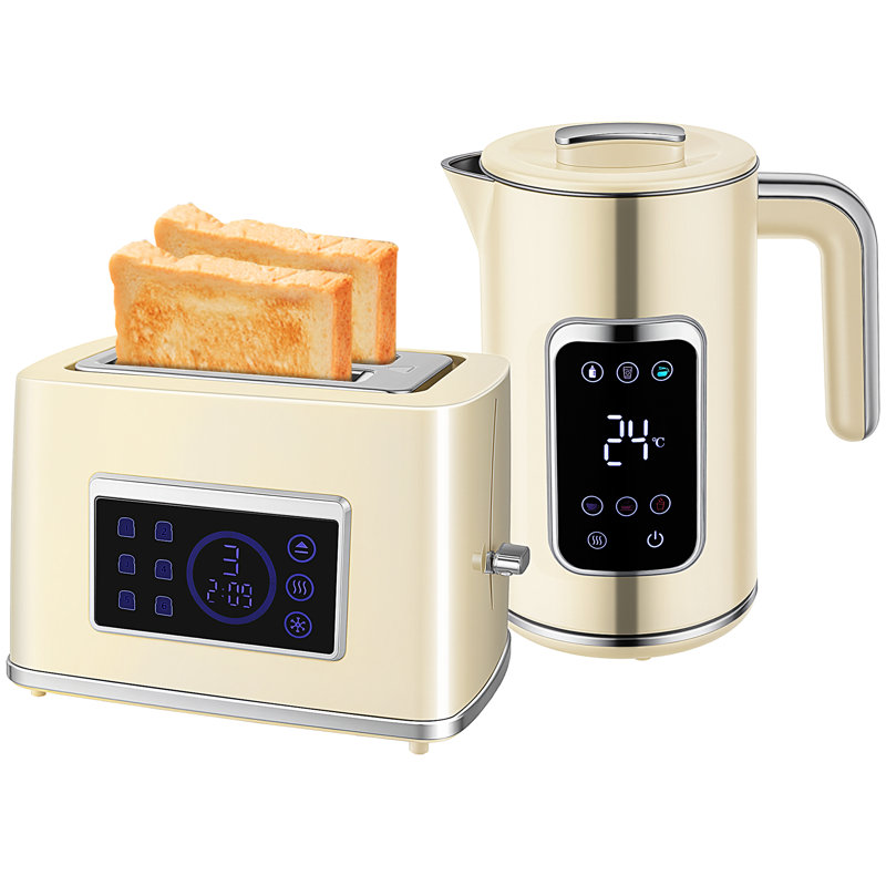 Kettle and Toaster Set, Cream/Silver