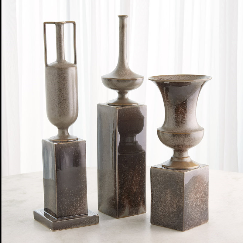 Pedestal Vase-Reactive Silver-Med