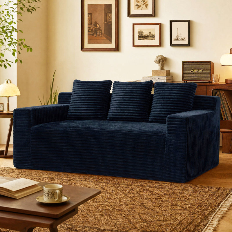 72.2'' Corduroy Sofa, Velours côtelé noir