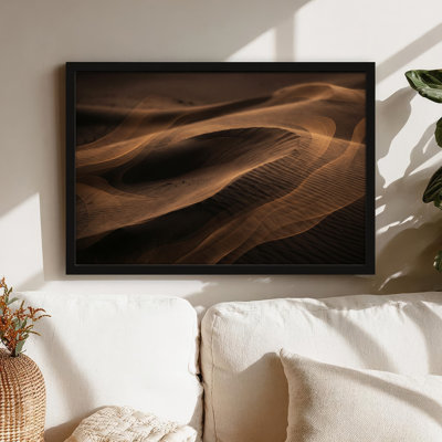 Art mural sur toile noir encadré pour le salon, la chambre à coucher, le bureau ou le vestibule - décoration murale décorative avec dunes de sable