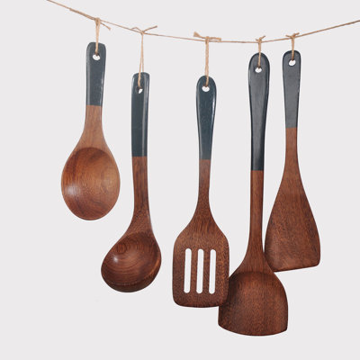 Spatule en bois à long manche, spatule de cuisson antiadhésive en bois vert, ustensiles de cuisine