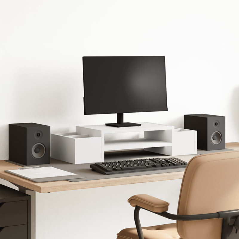 Shirika Manufactured Wood Monitor Stand, White