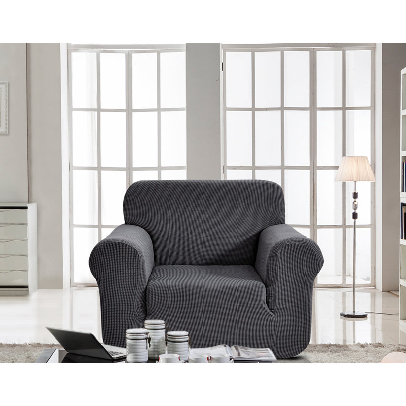 Housse pour fauteuil à coussins carrés, gris