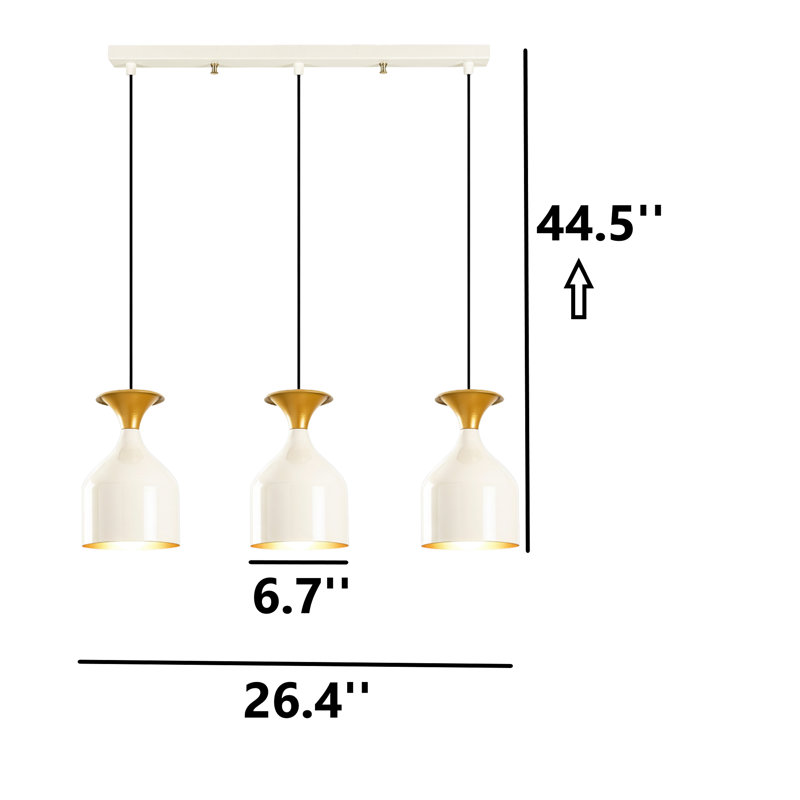 Adjustable Height Valencia 3-Light Modern Bell Kitchen Island Pendant
