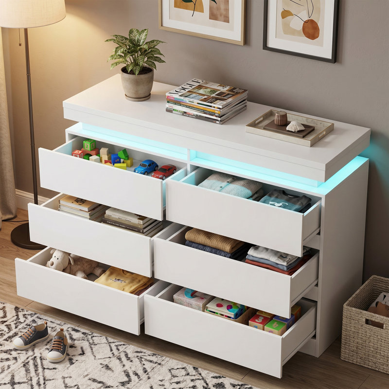 Commode 6 tiroirs Modern Modern, Blanc