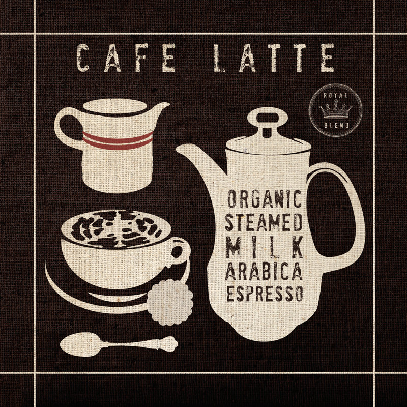 Latte On Linen Black by Studio Mousseau - Wrapped Canvas Print, 91cm H x 91cm W x 3.8cm D
