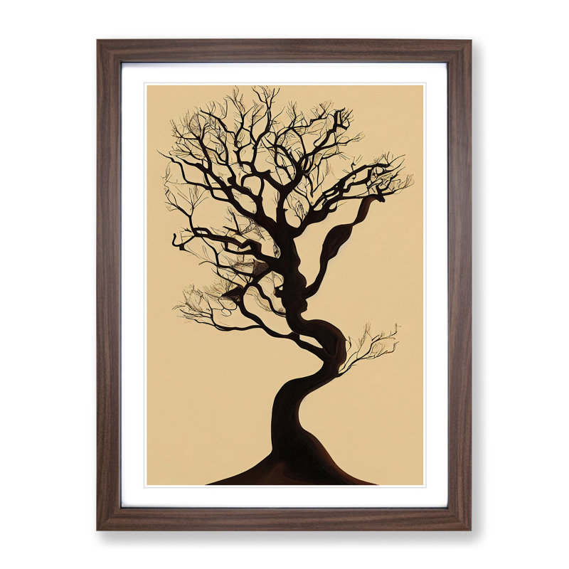 XV1022-4608X The Solo Tree No.2 - Single Picture Frame Print, 64cm H x 46cm W x 2cm D, Walnut