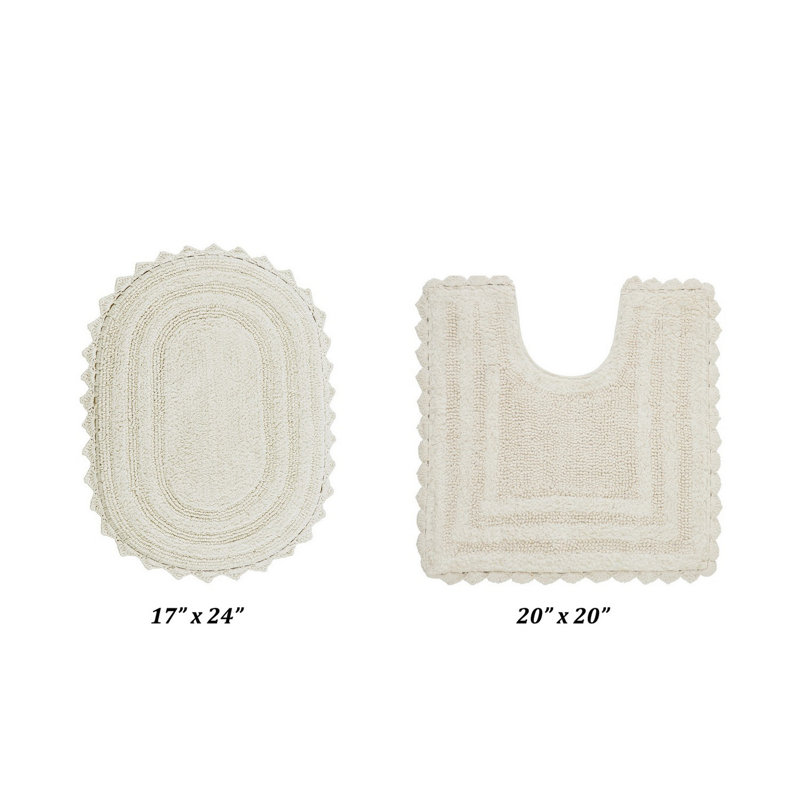 Tapis de salle de bain Janek, Ivoire ivoire, 2 pièces (ovale 17 po x 24 po | 20 po x 20 po)