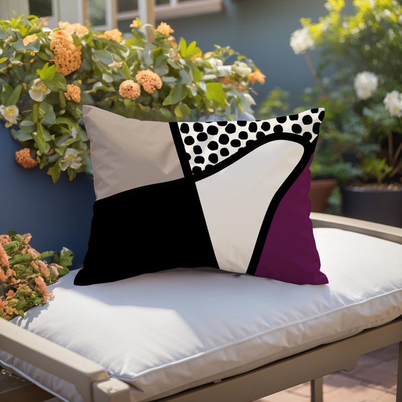 Coussin lombaire réversible intérieur / extérieur Jai Abstract, H 18 po x l 25 po, Mauve