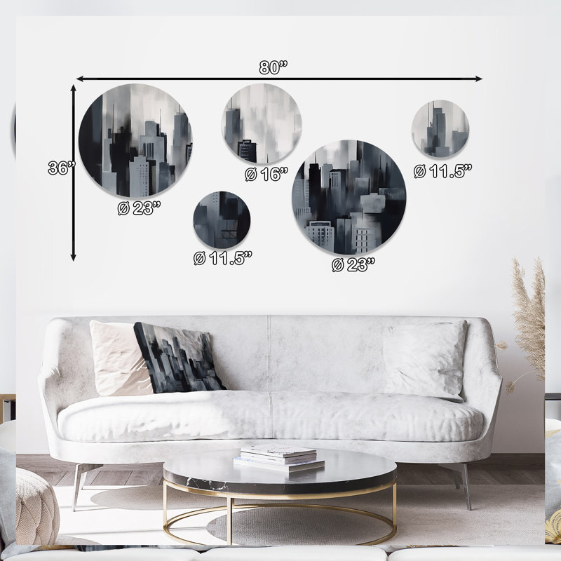 Grey and Black City In Simplicity III - Minimalims City Metal Wall Décor