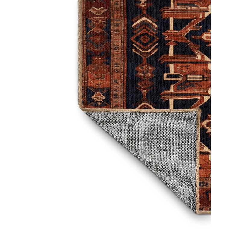 Machine Washable Persian Brown Area Rug, Round 5'