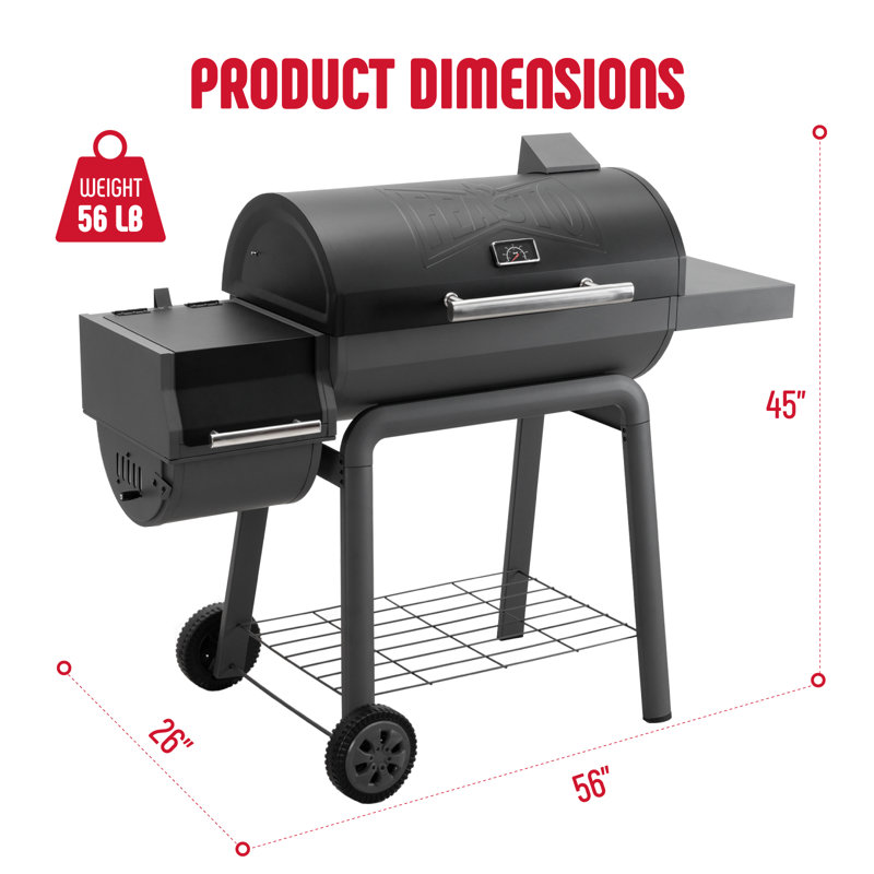 Feasto 30in BBQ Charcoal Barrel Grill With Cover, Offset Smoker Grill And Side Table
