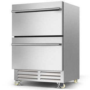 23" W 95 Cans (12 Oz.) Dual Drawer Under Counter Built-in stainless steel Beverage Cooler - Weather-Proof, Energy Efficient, Ultra-Quiet, Adjustable Height, Frost-Free, Indoor & Outdoor Use