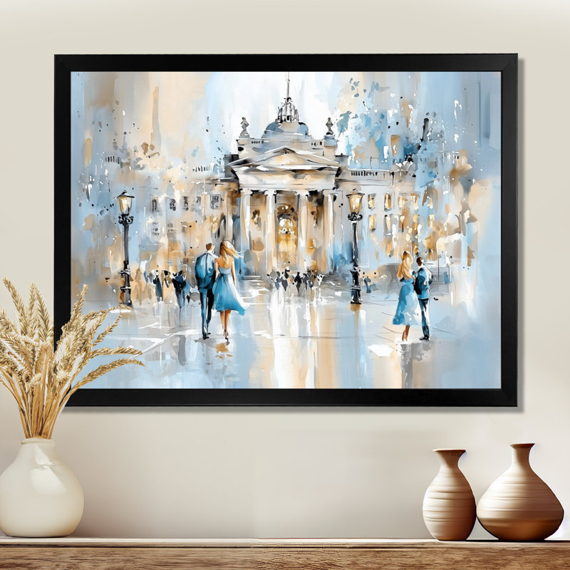 «Watercolor Dublin Castle In 1950S I», reproduction sur toile, Reproduction encadrée d'une seule photo sans pass, Noir