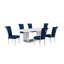 Ensemble de salle à manger rectangulaire en marbre avec chaises en velours L 79 po x l 40 po Zeyad-2104622300-2129846888-2104522534