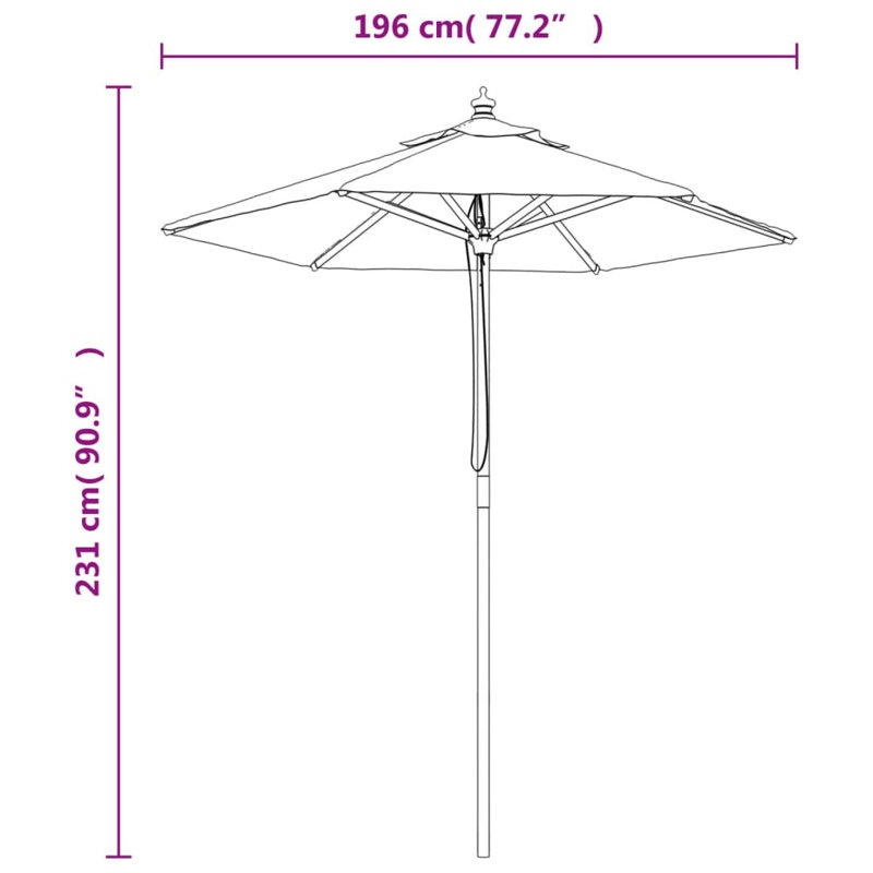 Aslyn Market Parasol, 231cm H x 196cm W x 196cm D, Black