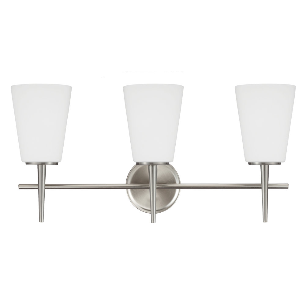 Erlandson 3-Light Dimmable Vanity Light, Brushed Nickel, 9 W A19 Medium