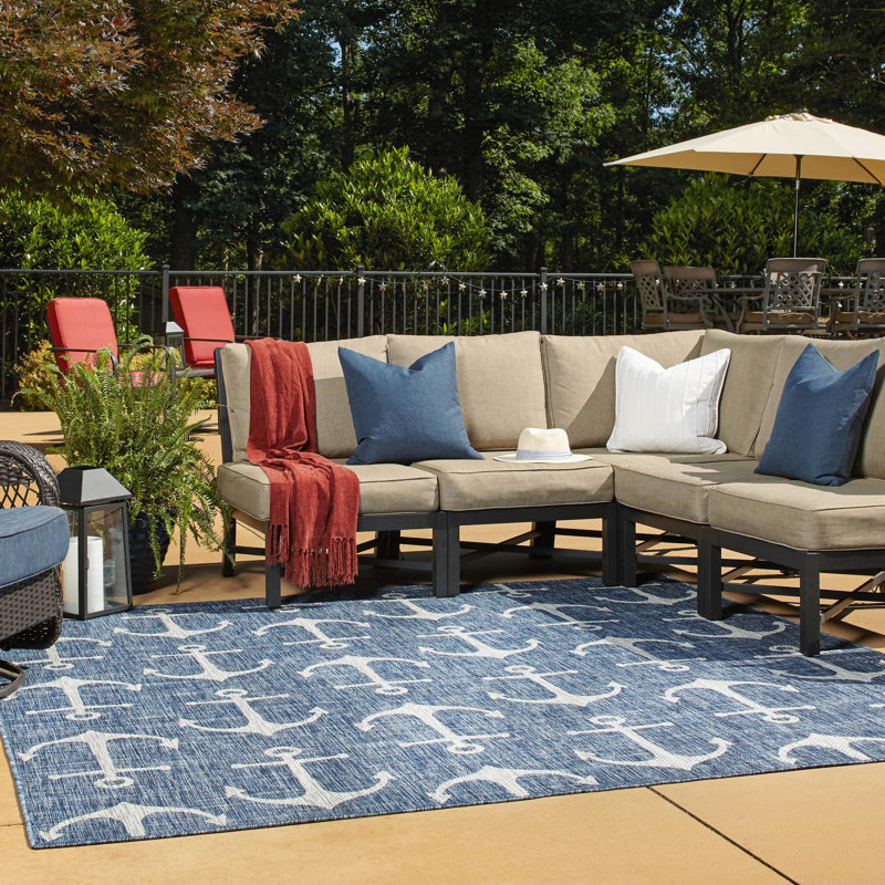 Tapis d'extérieur Ayton couleur mer, Carré 13 pi