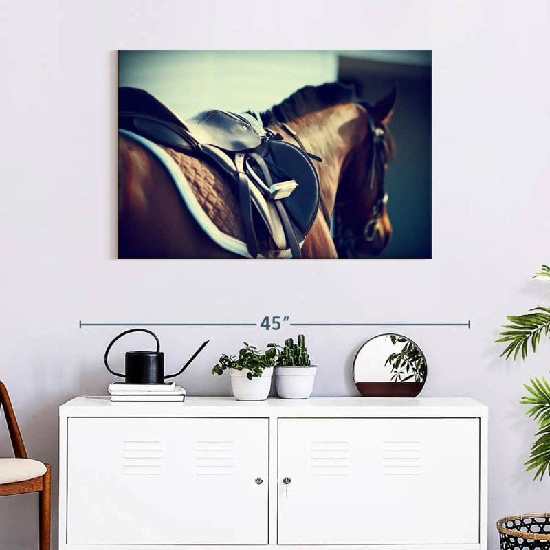 Brampt Saddled Brown Horse, 24" H x 36" W
