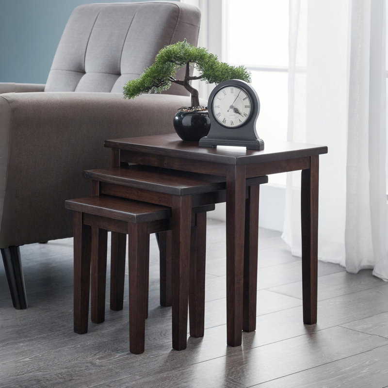 Elvina Solid Wood Nesting Tables, Mahogany