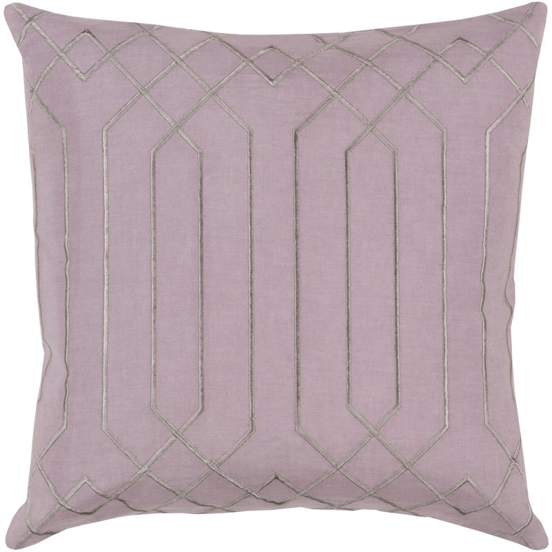  Coussin Lin, 22 po x 22 po, Lilas/Gris, Housse de coussin seulement - sans insert