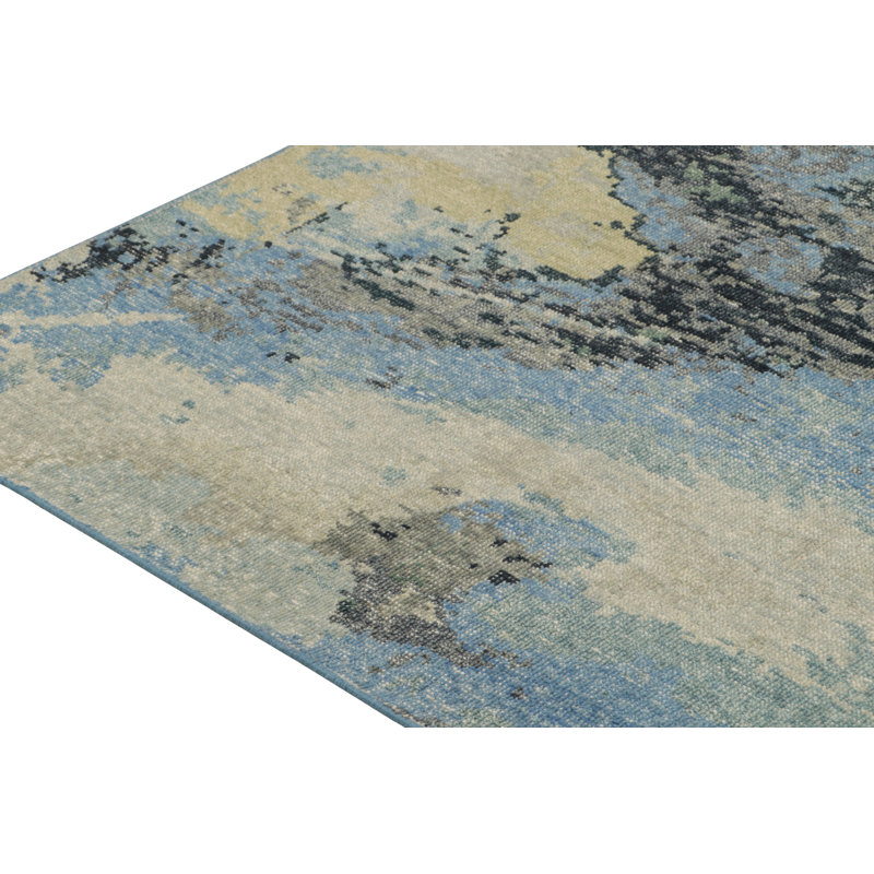 Distressed Homage Hand Knotted Wool Abstract Area Rug, Rectangle 8' x 10'
