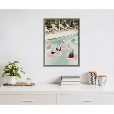 Pool Party by July Art Prints Framed Canvas Wall Art Print