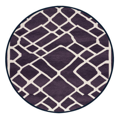 Machine Washable Trellis Purple Area Rug