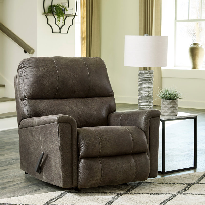 Faux Leather Recliner, Charcoal Grey Faux Leather