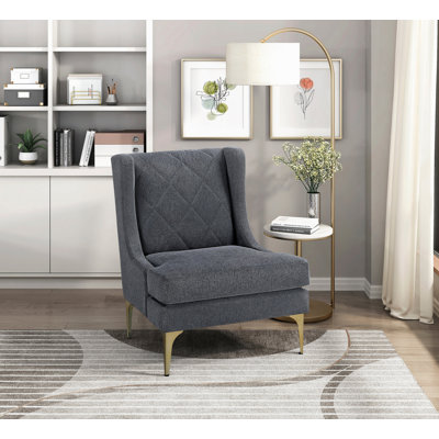 Fauteuil à oreilles moderne et luxueux en chenille gris foncé avec rembourrage à oreilles 1pc