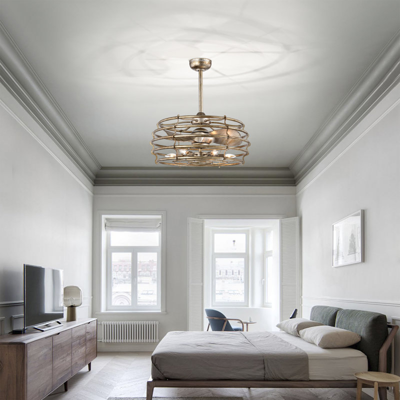 Ventilateur de plafond en cage à 3 pales de 20 po avec télécommande et ensemble d'éclairage inclus