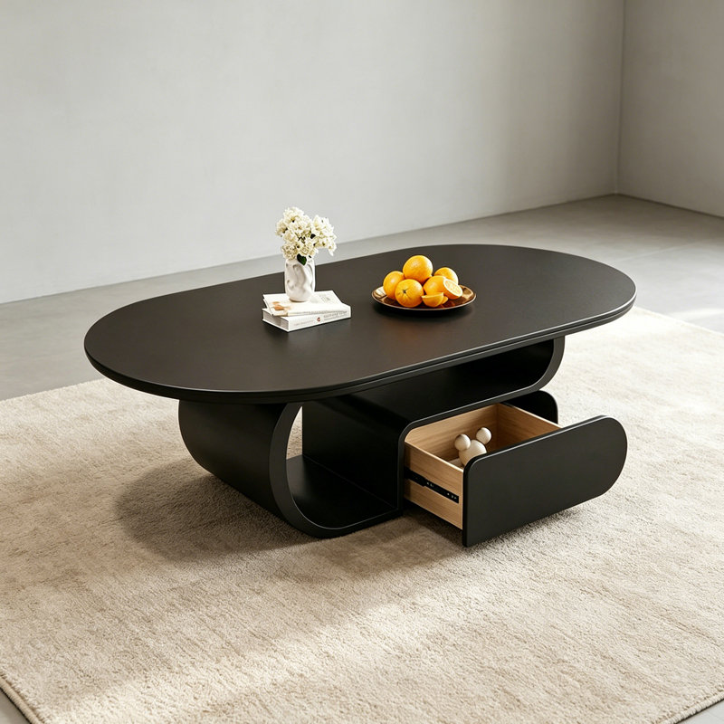Table basse moderne et luxueuse, H 15,74 po x L 47,24 po x l 23,62 po, Noir