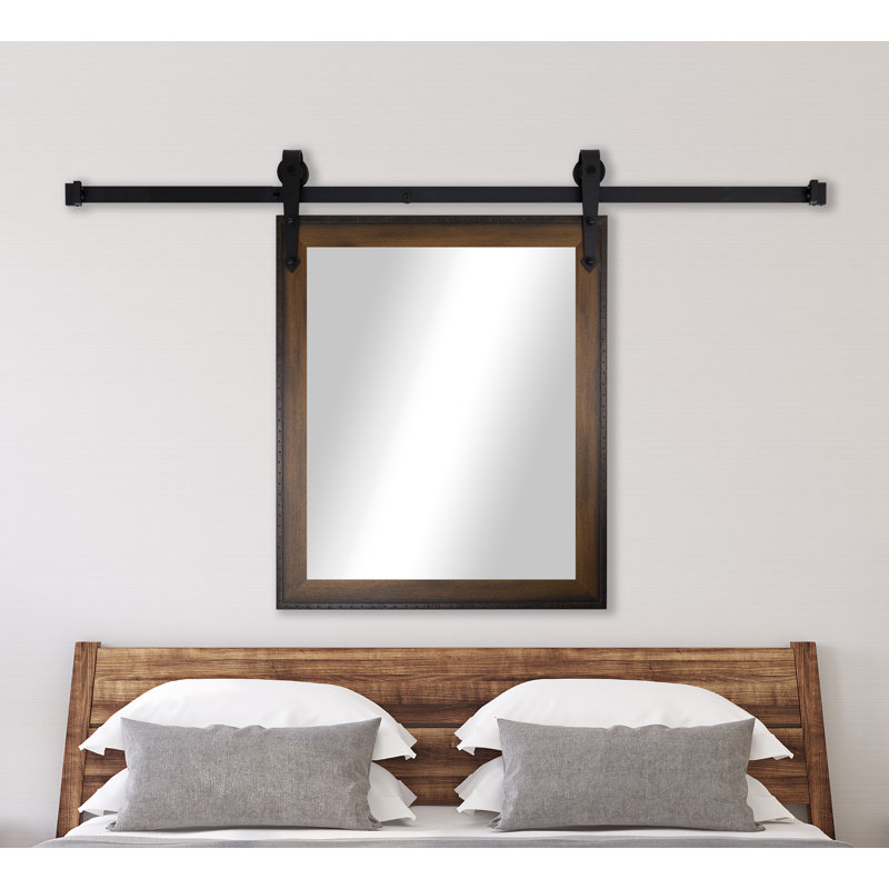 Neace Solid Wood Flat Wall Mirror, Walnut, 33" H x 27" W