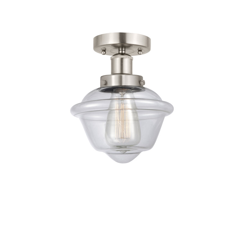 Grourke Glass Semi Flush Mount, Clear, Brushed Satin Nickel