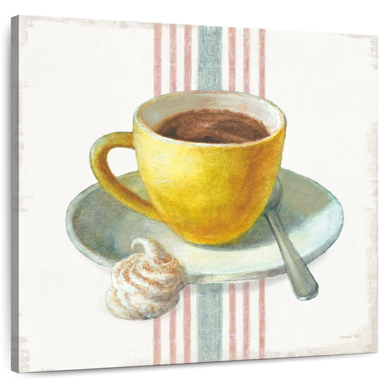 Yarlin Wake Me Up Coffee IV With Stripes, 20" H x 20" W
