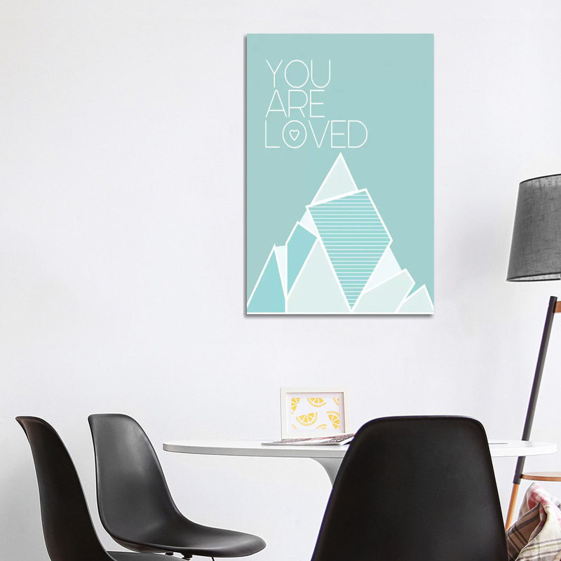 You Are Loved Teal by Leah Straatsma - Wrapped Canvas Print, 20.32 cm H x 30.48 cm W