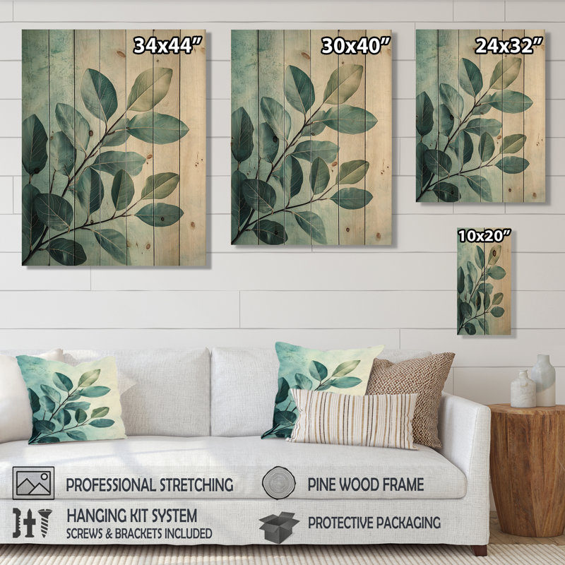 Minimaliste brise feuillage de feuilles - décoration murale en bois de feuilles - sur bois de pin naturel