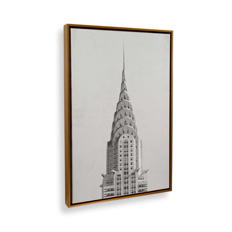 Impression sur toile de Chrysler Building NYC, H 31,5 po x l 21,5 po, Impression sur toile flottante sans passe-partout, Doré